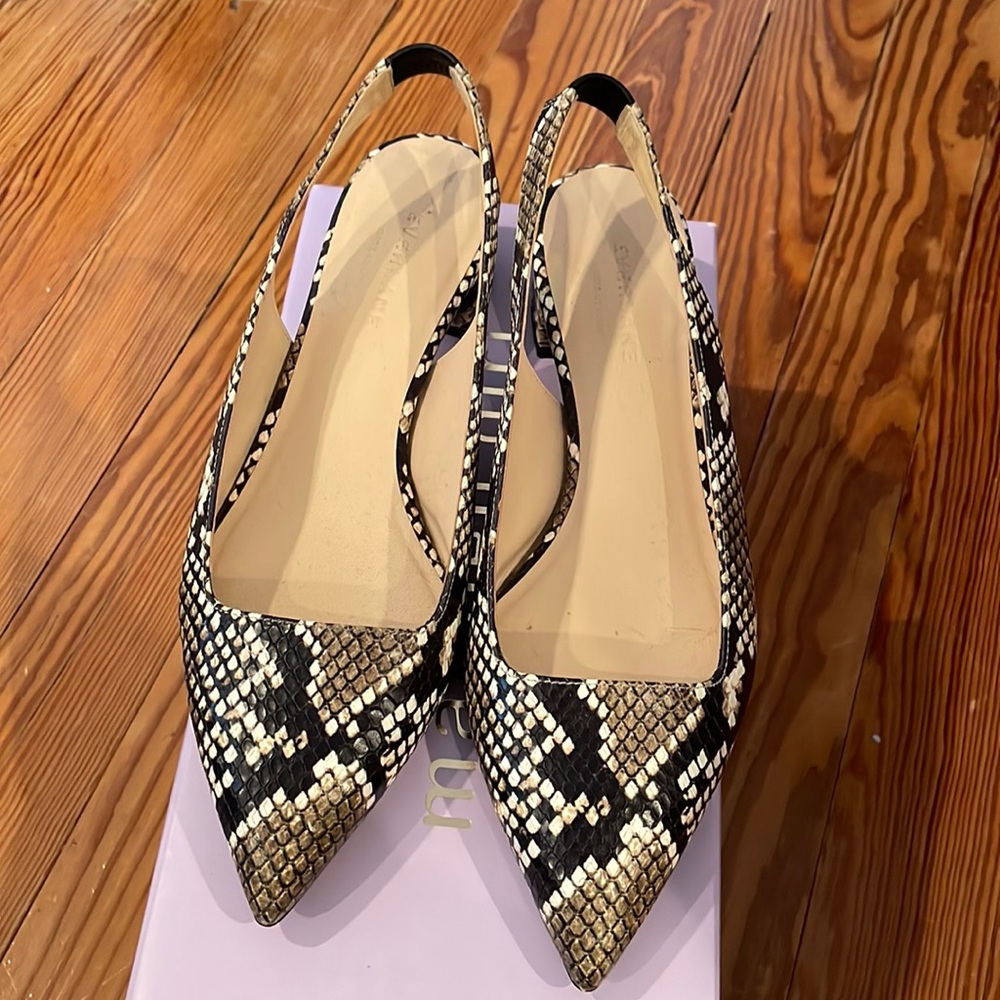 Everlane snakeskin sling back flats